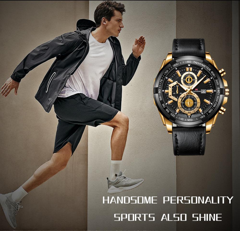 Men's Luxury Leather Strap Supercar Racing Waterproof Sports Watch