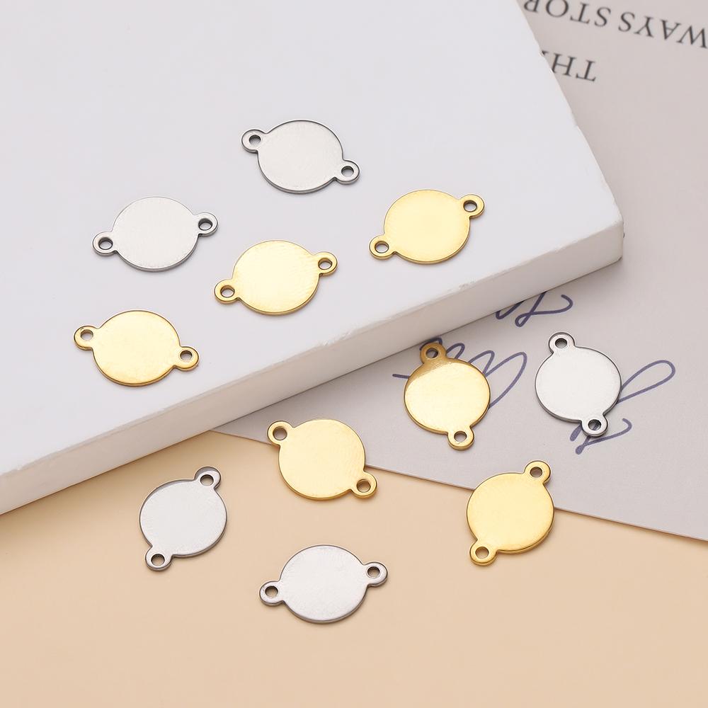 10/20Piece/Pack Stainless Steel Dog Tag Double Hole Hexagon Charms Pendants For DIY Necklace Jewelry Making Accessories