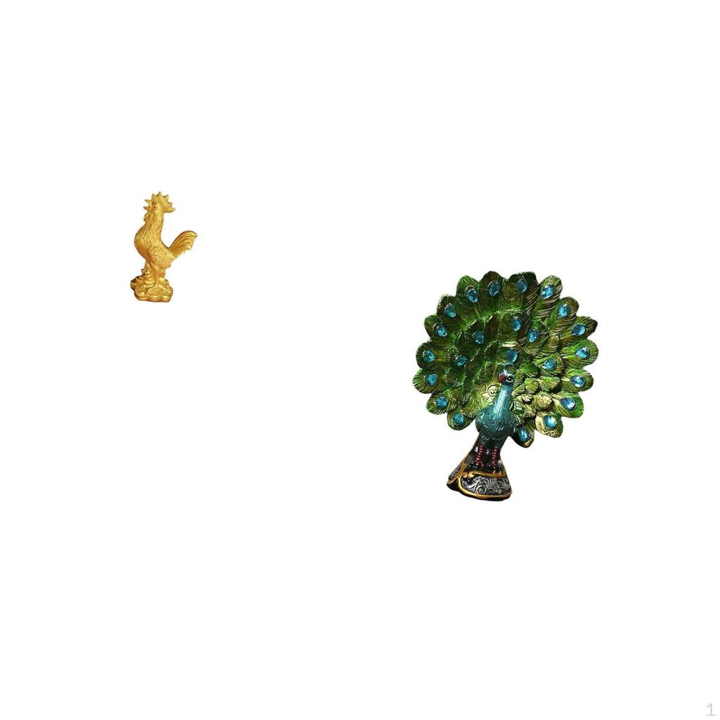 Chicken Figurine Feng Shui Decor Home Decorations Statue Sculpture Peacock Animal