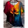 Nueva camiseta de manga corta con cuello redondo, casual y cómoda para casa