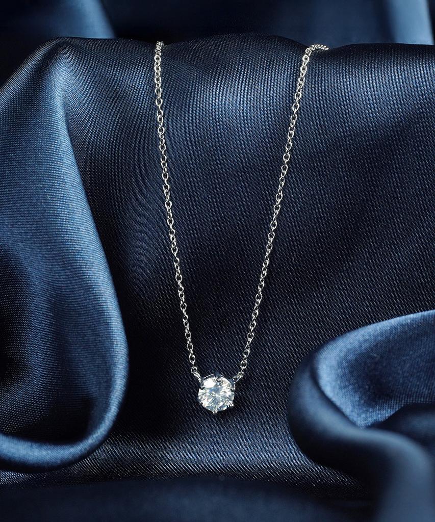 Dieuamour Pure Aura Moissanite Necklace 1 Carat 1 Stone Simulated Diamond 6-Prong