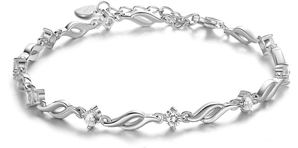 

Bracelet EverFlawless cubic S925 sterling silver flower motif simple jewelry accessory guarantee certificate [CZ zirconia/allergy-friendly] women s серебряный