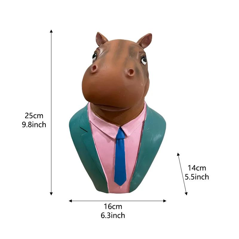 Animal Statue Hippo Sheep Ornaments Deer Horse Figurine Abstract Geometric Style Resin Sculpture Home Office Desktop Gift