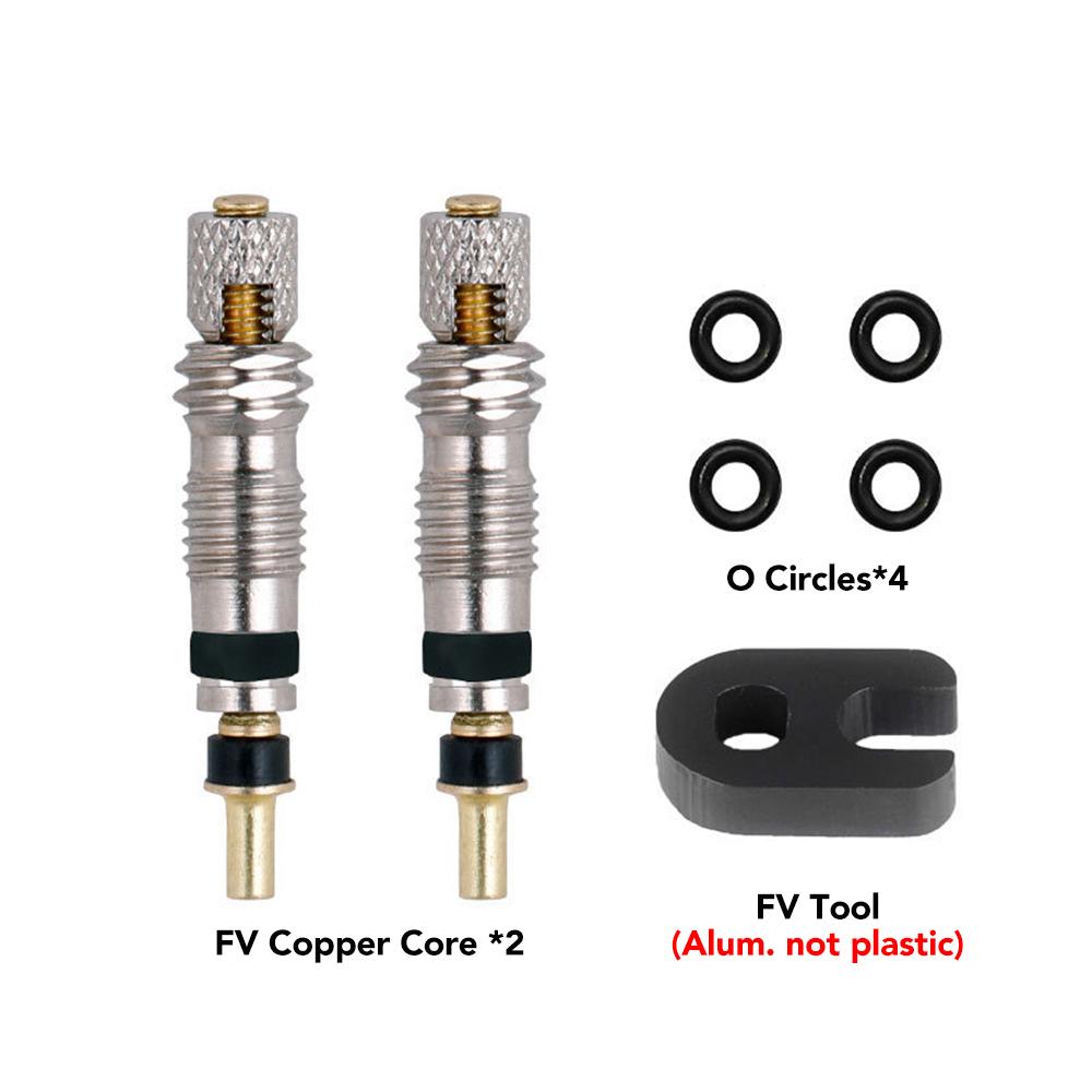 7-74PCS Presta Valve Core Brass FV Nozzle Replacement MTB Road Bike Tubeless Service Parts Alloy Remover Tool O-Ring Optional