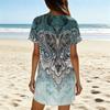 Women's Summer Casual Dress V Neck Short Sleeve Loose Fit Floral Print Lightweight Soft Fabric Beach Cover Up Tunic Dress