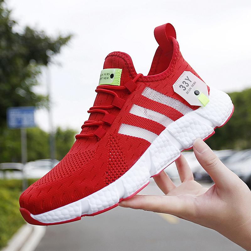 

EAEOVCNI High quality men s and women s sneakers Summer Breathable fashion Light running tennis shoes Comfortable casual shoes L 46 червоний