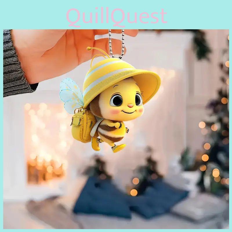 Charming Cartoon Honeybee Acrylic Car Pendant Cute Bumblebee Hanging Decor For Cars