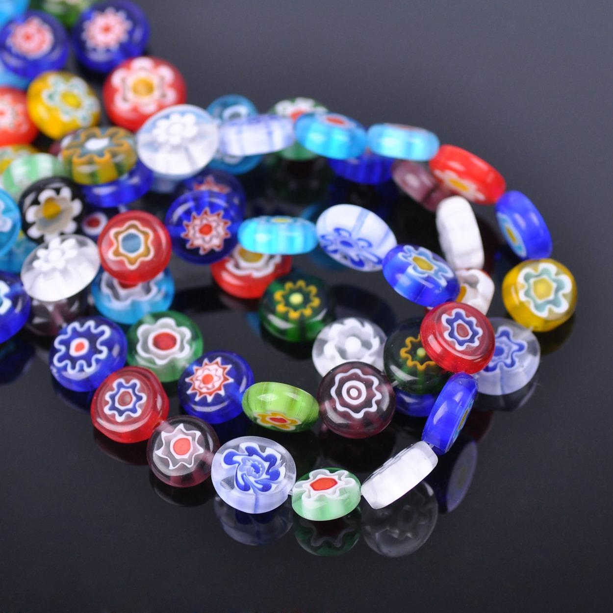

Смешанные плоские круглые 6 мм 8 мм 10 мм 12 мм 14 мм с цветочными узорами Миллефиори стеклянные рассыпные бусины для рукоделия лот для DIY изготовления ювелирных изделий аксессуары фурнитура 6mm-60pcs