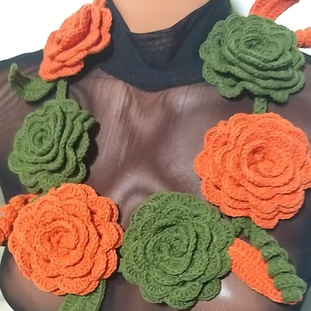 Crochet Lariat,flower Necklace,flower Necklace,flower Lariat,flower Scarf,spring Scarf Necklace Accessories,Handmade Crochet Flower Necklace