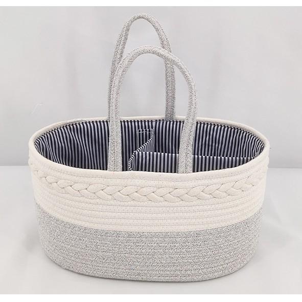 Large Cotton Rope Baby Bottle & Supplies Storage Basket with Handles