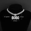 European & American Full Diamond Letter BOBO Pendant with Cuban Chain Necklace - Exaggerated Hip Hop Style Accessories for Couples