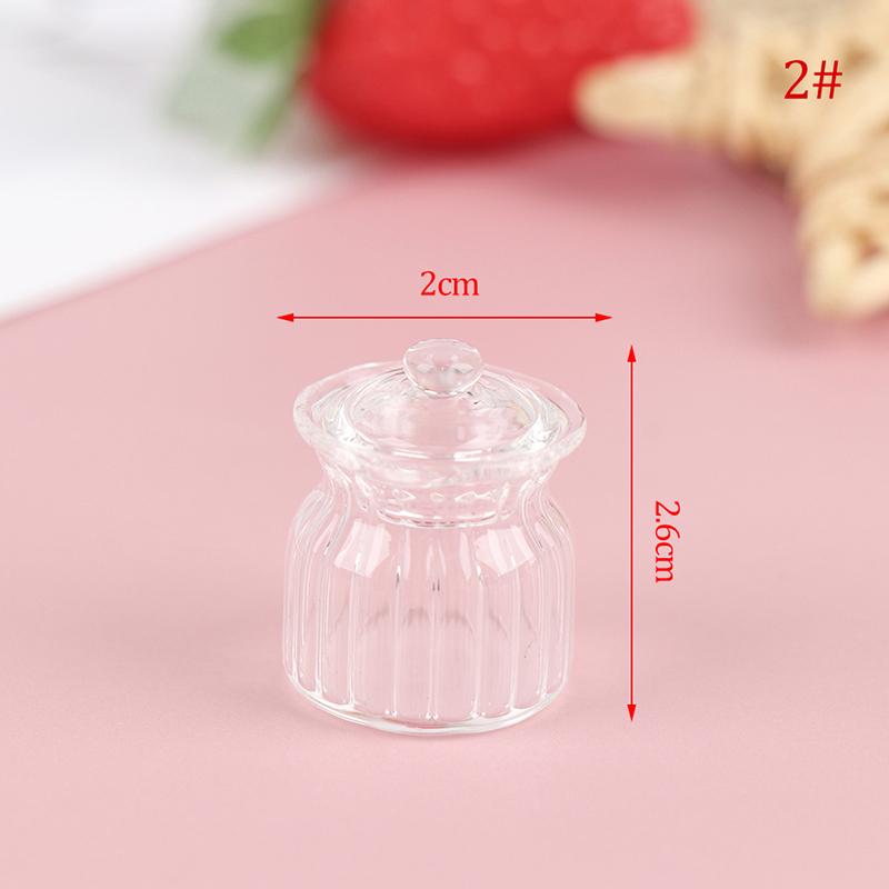 1:12 Scale Miniature Dollhouse Glass Canister Mini Cookies Candy Jar Bottle for OB11 Doll Kitchen Play Food Toy Accessories