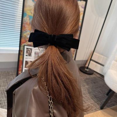 Svart Sammetsrosett Hårklämma Stor Satängrosett Hårnål Retro Elegant Håraccessoar För Kvinnor Baksidan Av Huvudet Hårklämma