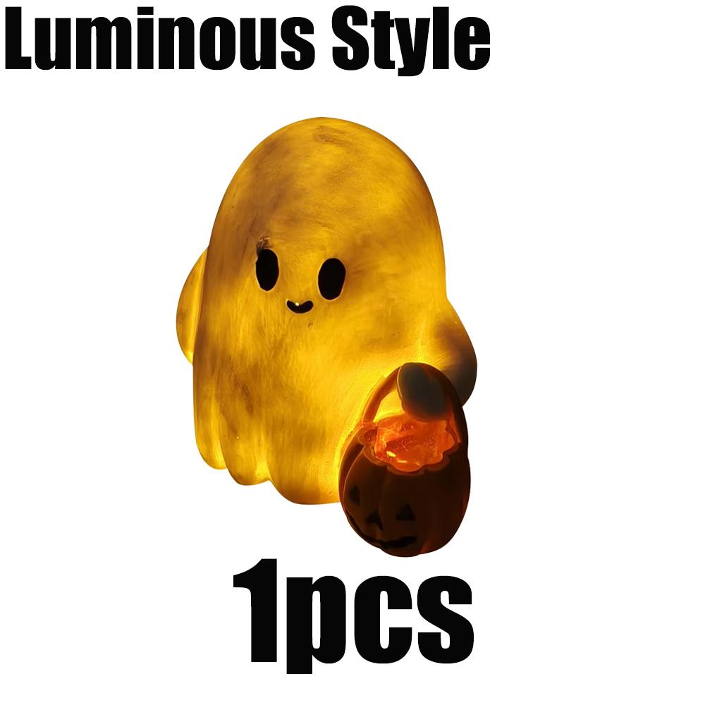 1/2/4pcs Halloween Ghost Ornament Resin Ghost Holding Pumpkin Statue Halloween For Living Room Bedroom Garden Home Decorations