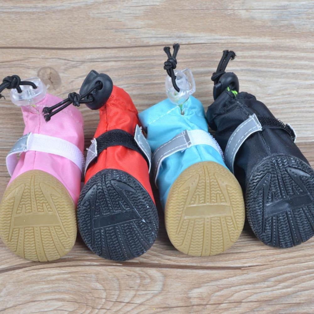 4pcs/set Waterproof Puppy Booties Anti-slip Pet Rain Shoes Adorable Pet Dog Shoes  Outdoor
