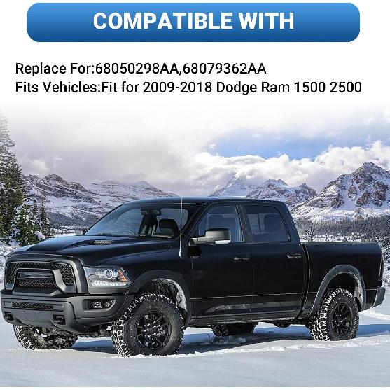 For Dodge Ram 1500/2500 Passenger Side Heated Mirror Glass | 2009-2018 Truck Mirror Replacement | Convex Design + Built-In Heater | Easy Tall