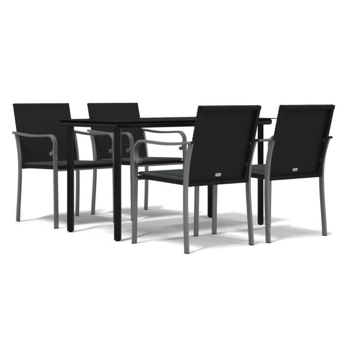 VidaXL Ensemble à manger de jardin 5 pcs coussins résine tressée acier 3186959