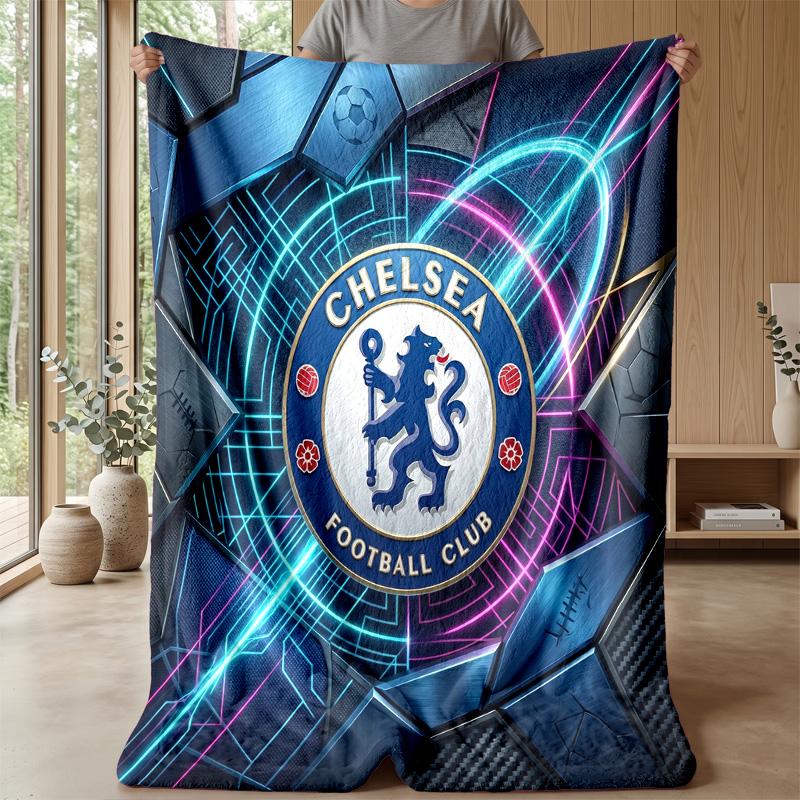 Chelsea FC Theme Blanket Soft Flannel Blanket Plush Throw Blanket Cozy Sofa Bed Blanket for Home Decor