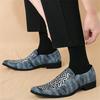 Trendy Britain Gentleman Pointed Leopard Pattern Patchwork Casual Dress Derby Shoes for Men Formal Wedding Homecoming Footwear