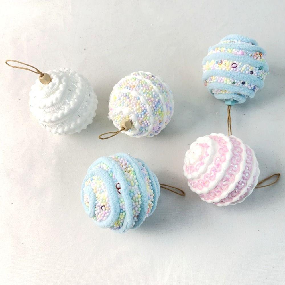 3pcs 8cm Foam Christmas Balls Pendant Shatterproof Reusable Christmas Macaron Hanging Balls Elegant Colorful