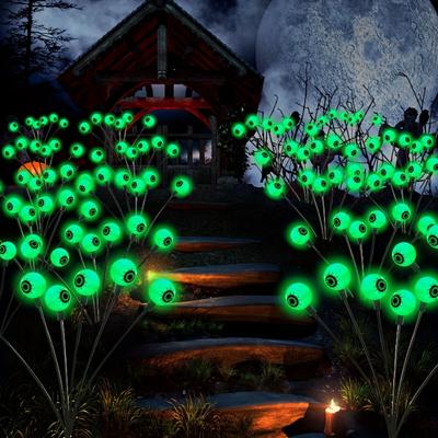 Lampa Solară de Grădină Ochi Înfricoșător Decor de Halloween Exterior Balansând Licurici, Lumini Fantomă Solare pentru Gazon, Terasă, Decor de Petrecere