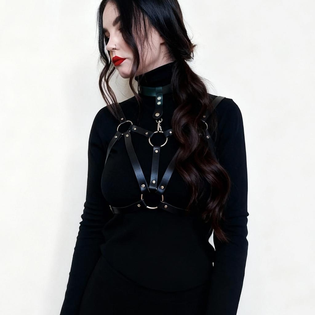 Women's Leather Body Harness Bra - Gothic Adjustable Cage Bra - Perfect for Cosplay, Nightclubs, Parties, and Festivals