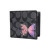 Coach [Customized Bag] 3 IN 1 Wallet MAY All the Way Gothic Oracle Leather Wallet Men's Black Colorful Butterfly