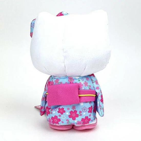 Sanrio Characters Hello Kitty Light Blue Sakura Kimono Plush (S Size)