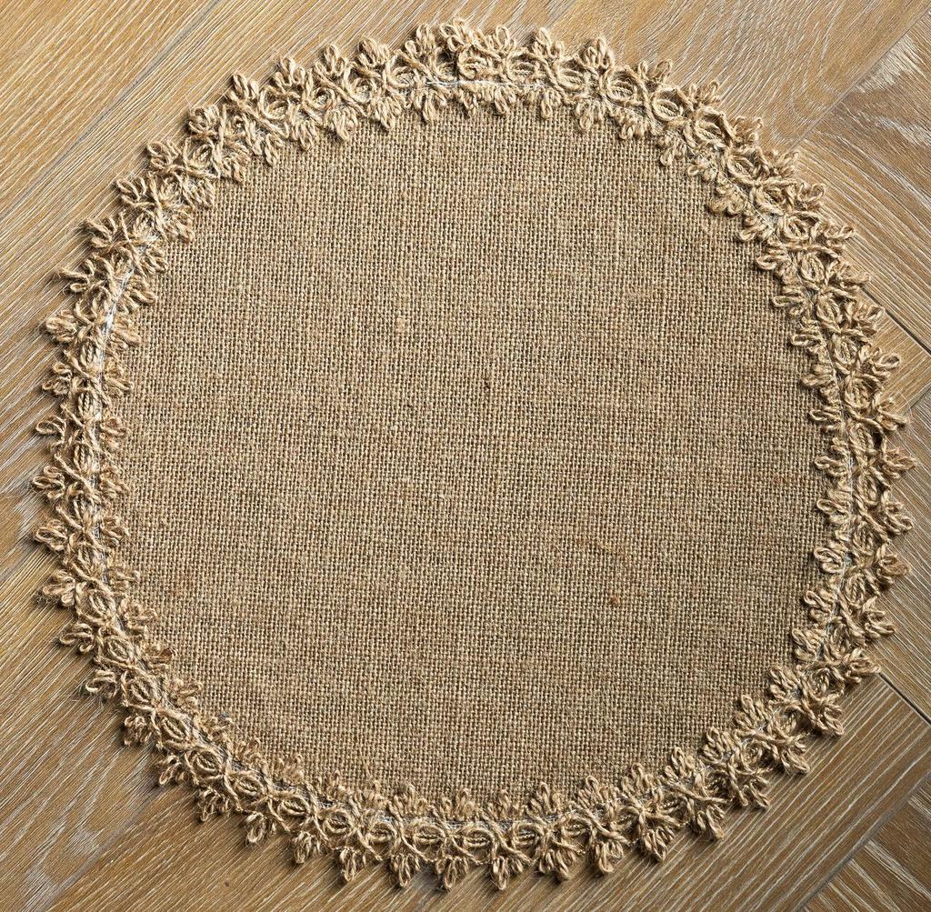 4 Pezzi Tovagliette Rotonde in Juta Rustica Intrecciata Naturale con Nappe, Tovagliette Tessute Boho per Matrimonio Festa Tavola da Pranzo Rustica Decorazione