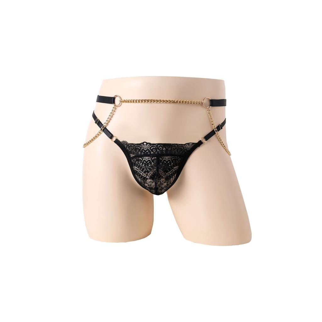 Men's Sexy Lace Adjustable Chain Sex Underwear Men's Elastic Sex Inside
