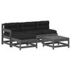 5 Piece Garden Lounge Set with Cushions Gray Solid Wood