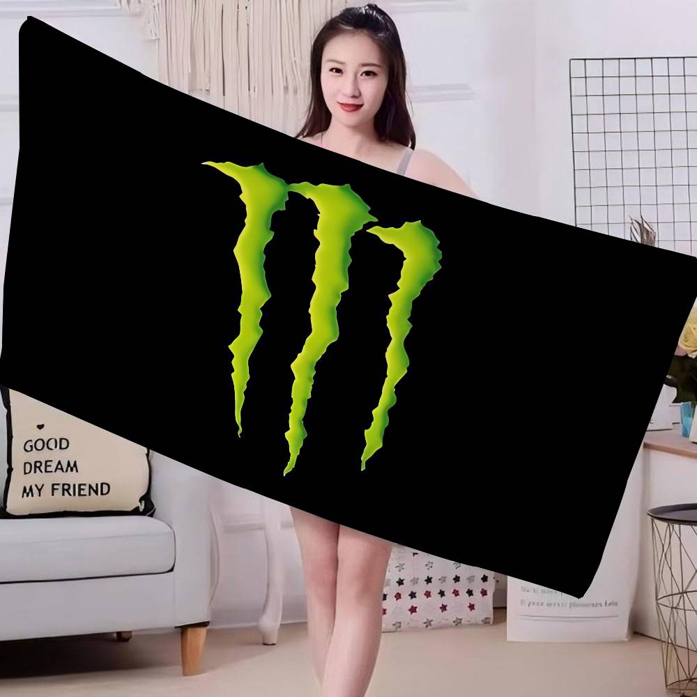 M-MonsterS LOGO Energy Microfiber Blanket Quick Drying Beach Towels Oversized Printing Super Absorbent Pool Towel Blanket