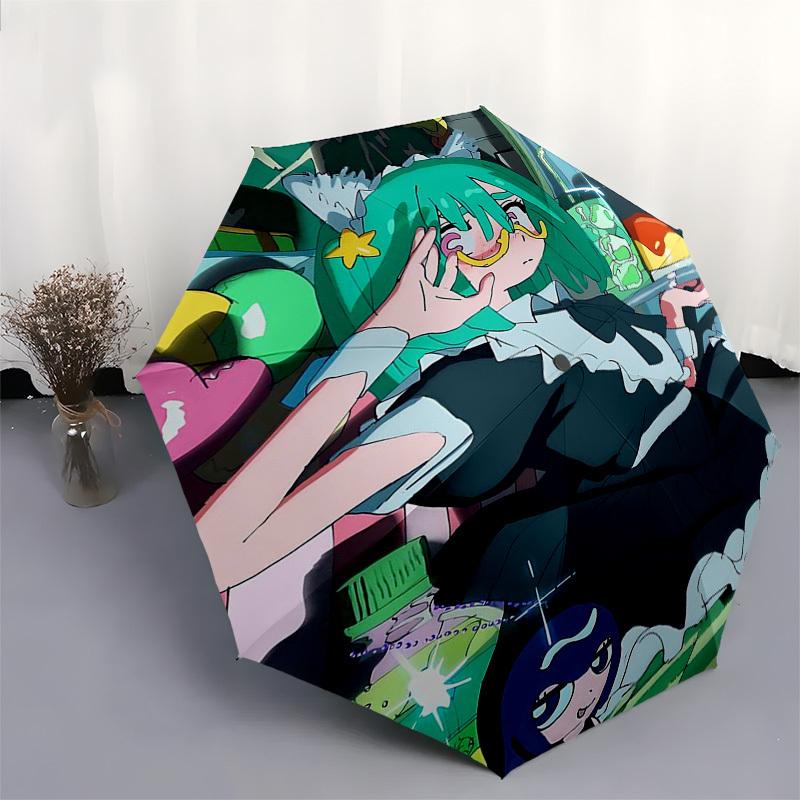 1pc Outdoor Umbrella with Cute Anime Characters - Automatic Opening/Closing, Portable 3-Fold Design, 8-Rib Iron Frame - Perfect Gift for Fans, Tr
