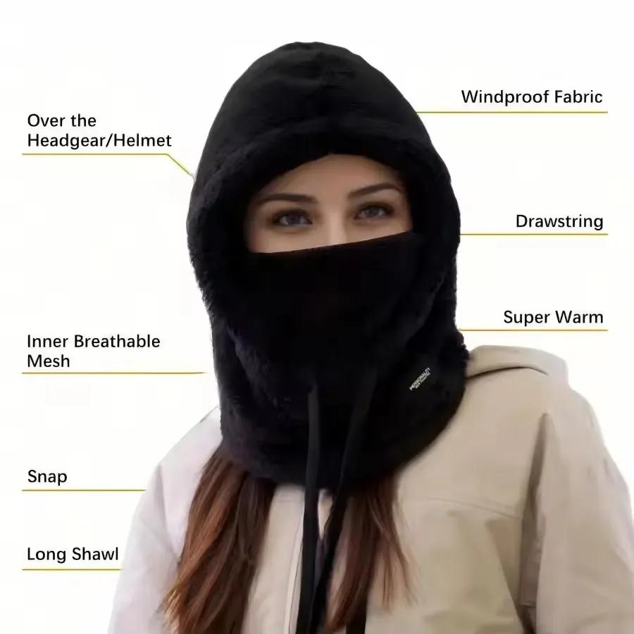 Warm Thermal Windproof Balaclava Ski Hood Motorcycle Face Cover Polar Fleece Adjustable Cycling Neck Cover Full Face Mask Winter