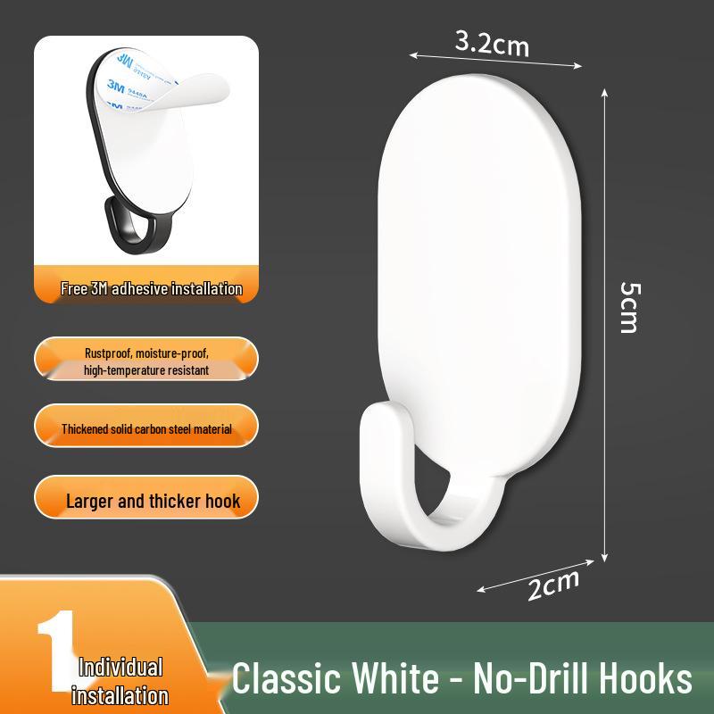 Carbon Steel No-Drill Adhesive Hook for Kitchen and Wall Hanging