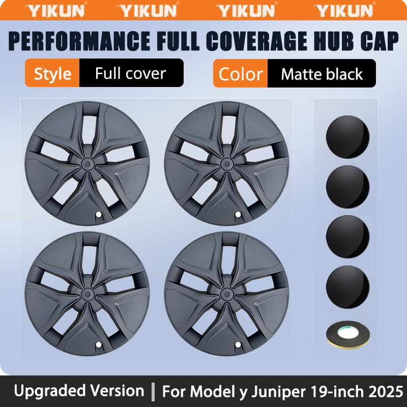 

4PCS HubCap Car for Tesla Model Y 19 Inch Performance Wheel Cap 2025 Juniper Wheel Parts Full Rim Cover Accessories Wheel Cover For Tesla&19 inch 2025&For Model Y Juniper матовый черный