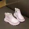 Kids Silver Holographic Elastic Panel Side Zipper Chelsea Ankle Boots