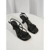 2025 New French Cross-strap Square Head Sandals Women's Summer Temperament High Heels Versatile Stiletto Roman Shoes