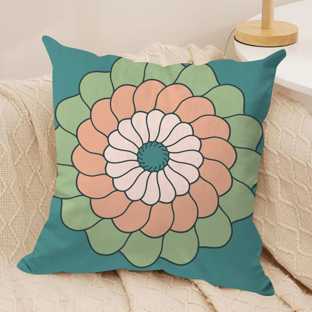 Bohemia Green Classic Cushion Cover Silky Short Plush Double-Sided Printed Pillow Case for Sofa All Seasons Home Decor Gift