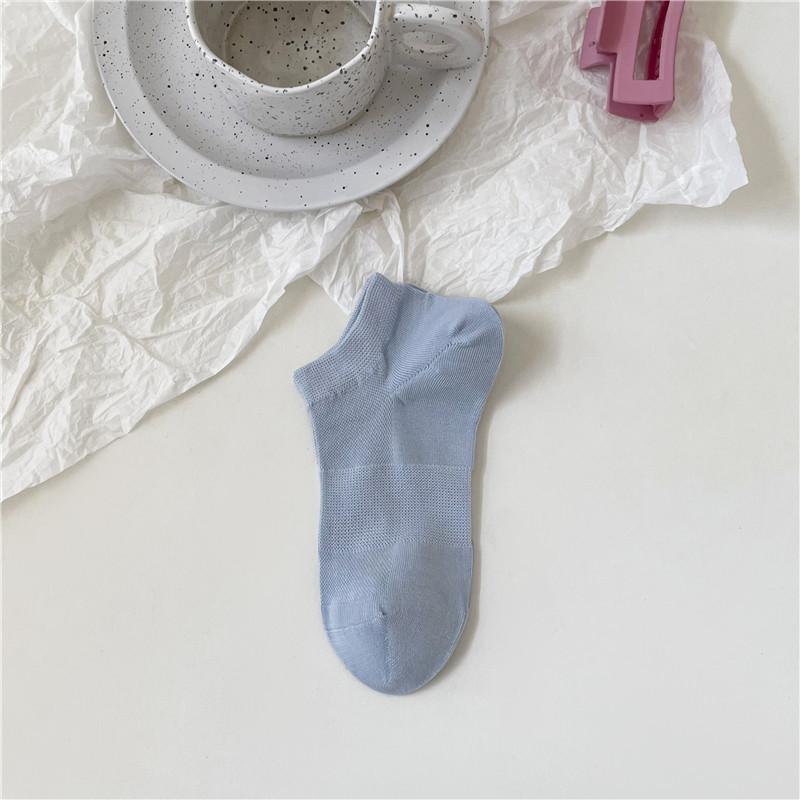 Vintage Socks Women'S Thin Mesh Women'S Socks Boneless Macaron Color Boat Socks Anti-Ball Cotton Socks