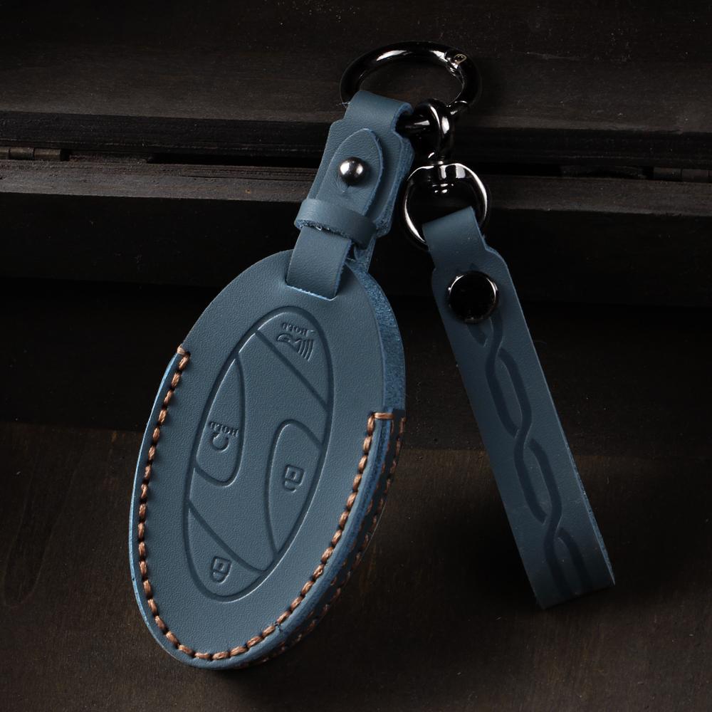 5 7 Bottons Car Key Fob Case Cover Keychain for Hyundai Grandeur GN7 Kona Ev 2023 Lonic 6 Elantra 2023-2025 Leather Accessories