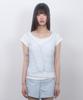 LMR Two-Way Lace Shirred Layered Short Sleeve T-Shirt Ivory / Sky Blue