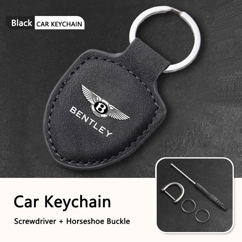 

Leather Car Logo Keychain Keyring Key Chain Pendant Men Women Gifts for New Bentley Flying Spur Continental GT Bentayga Mulsanne чёрный