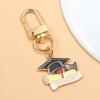 European & American Cross-Border Alloy Jewelry: Graduate's Hat & Flower Pendant Charm