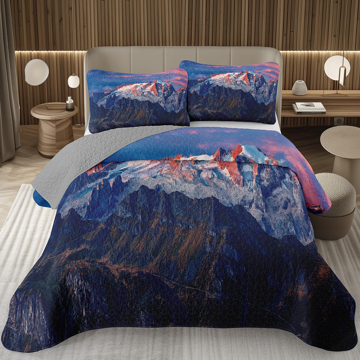 

Горный плед Квин/Твин, Набор покрывал с натуральным пейзажем для декора комнаты мальчиков, девочек, взрослых, Мягкое стеганое постельное белье из полиэстера EU Single 135x200cm