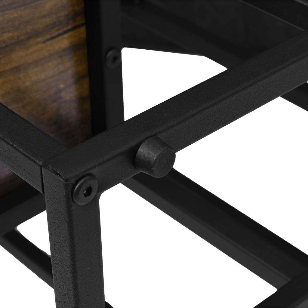 Black Standing Flower Stand Munir Rustic Aged Oak