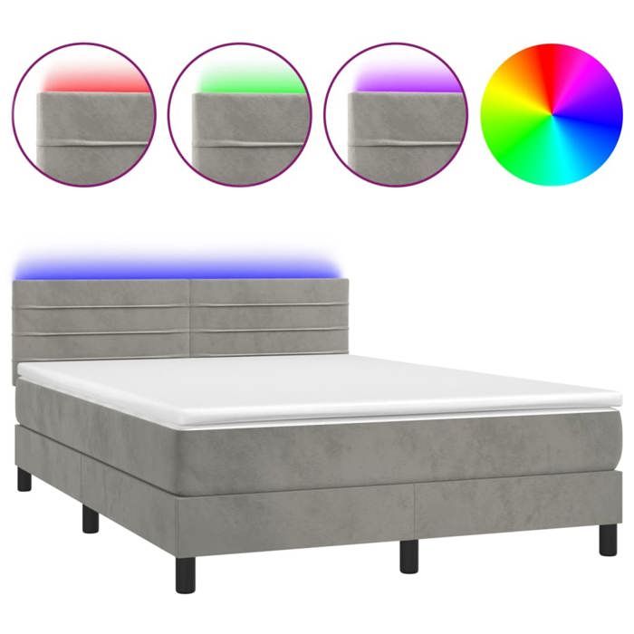 VidaXL Sommier à Lattes de Lit avec Matelas et LED, Lit Rembourré, Lit Double, Lit Adulte de Chambre à Coucher Intérieur, 3134459