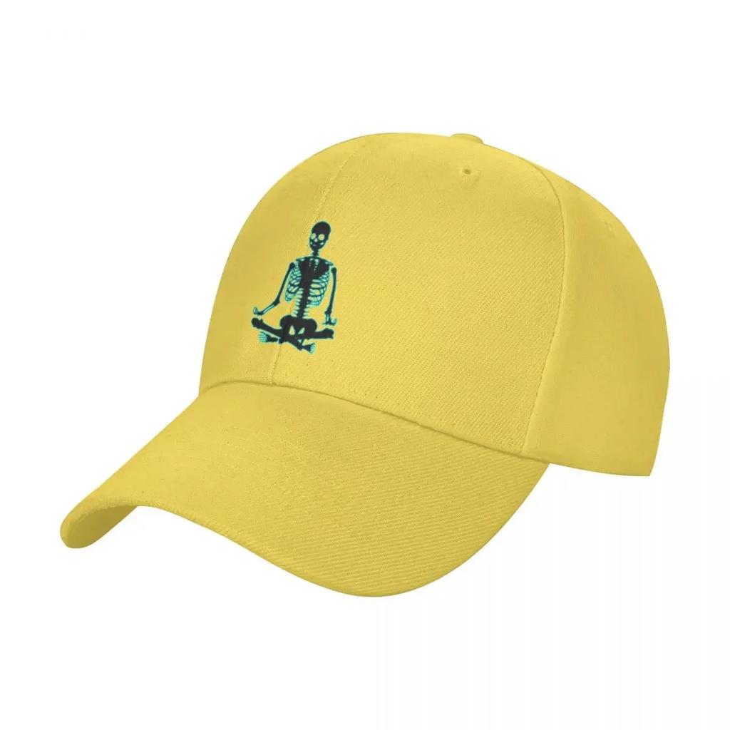 Skeleton Meditating Blue Glow Baseball Cap Birthday Sun  Hat Unisex Luxury For Girls Unisexs