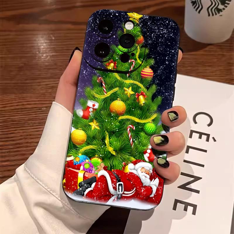 Santa Claus Elk Christmas Tree Phone Case For Samsung S25 S24 Ultra S23 Ultra S22 S21 S20 Plus Note 20 S24 23FE Shockproof Cover