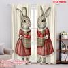 2pcs,2D Plane Printing Creative Curtains Twin Apple Bunnies Polyester Woven (without Rod) Decorations For Home Perfect for